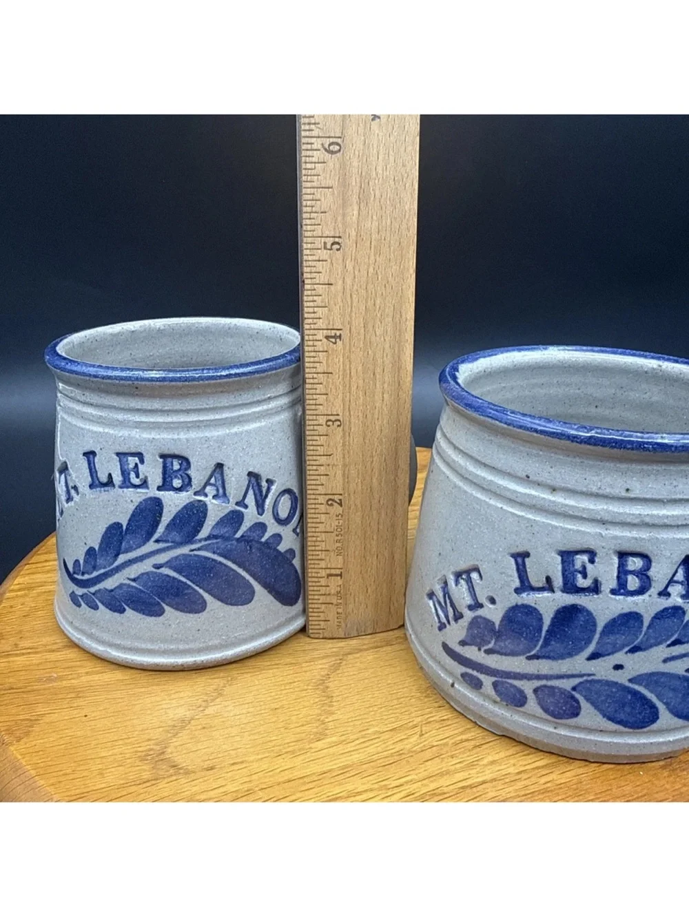MT. LEBANON Stoneware Mugs - Blue and Gray Set of 3